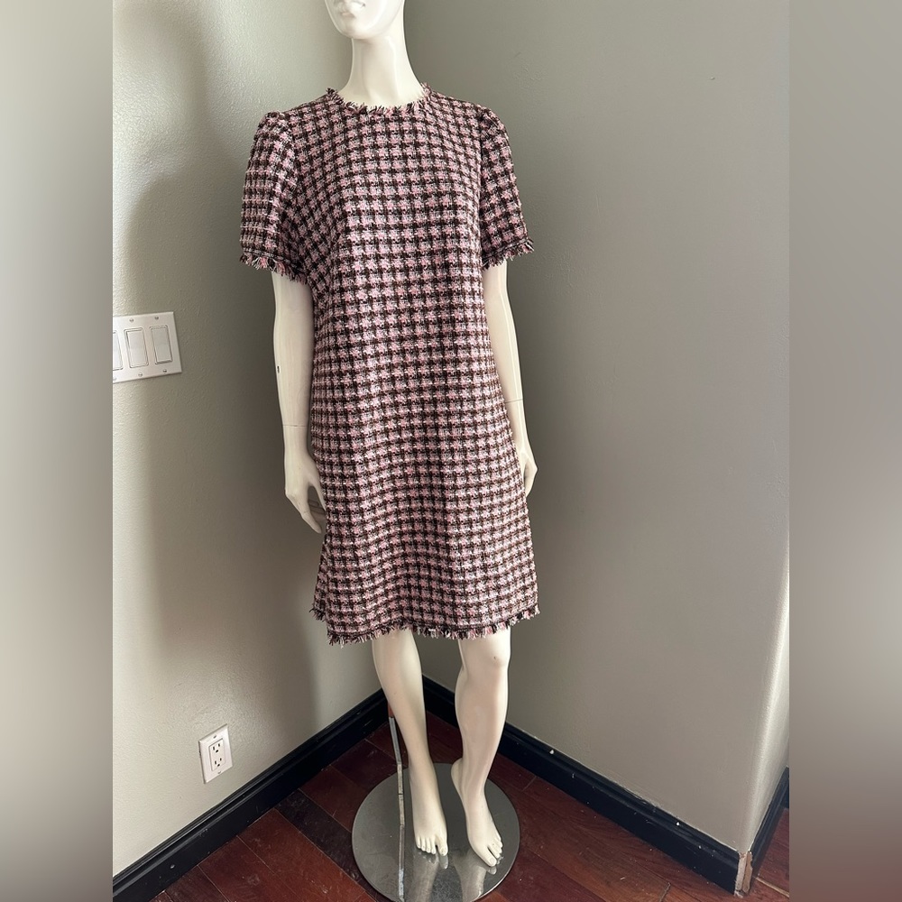 Kate spade dress with matching coat size 12 jacket xl color pink and brown New